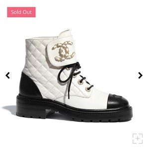 Chanel Leather Lace Up Ankle Boots